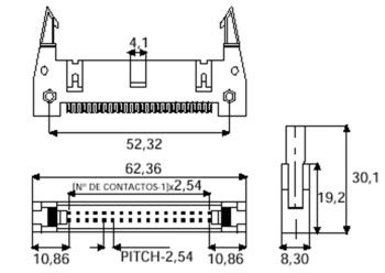 CONECTOR MACHO PARA CABLE PLANO 16 PINES