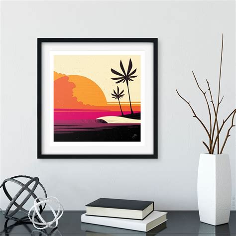Sex On The Beach Orange And Pink Modern Surf Art Print Etsy