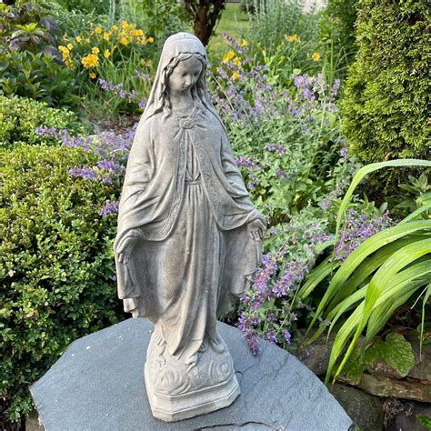 Concrete Virgin Mary Garden Statue Outdoor 24 Large Blessed Mother Cement Madonna Catholic Holy