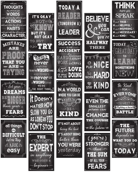 Buy Whaline 20 Pack Motivational Classroom Posters Chalkboard Design Inspirational Quotes