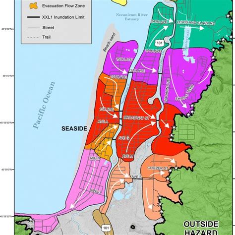 Modified Portion Of The Tsunami Evacuation Map For Seaside And