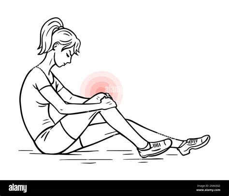 Young woman with knee pain Stock Vector Image & Art - Alamy