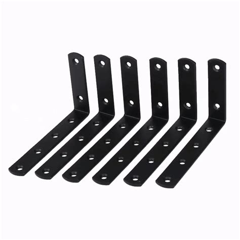 6 Pack Black Heavy Duty Cast Iron Supports T Shaped Hidden Floating Shelf Brackets Invisible