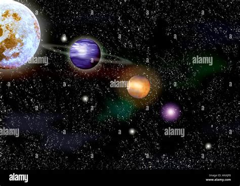 space cosmos photo illustration showing planets moon and stars illustration graphic planets ...