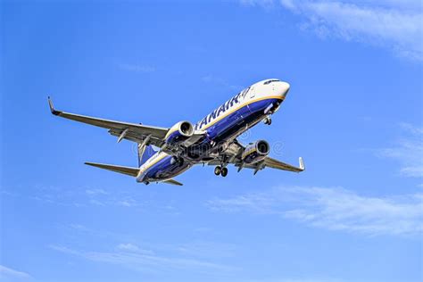 Ryanair Boeing 737 8as Airplane Landing At El Prat Airport Barcelona