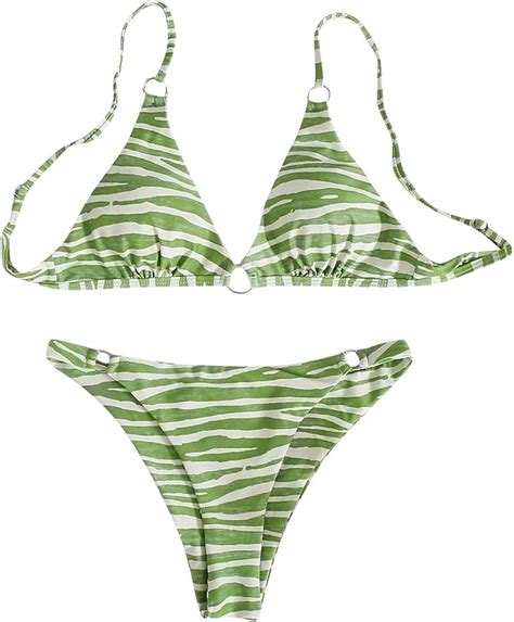 Damen Sexy Badeanzug Blumendruck Kreuz Rücken Bikini Set Badeanzüge