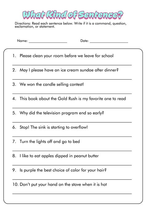 18 4 Types Of Sentences Worksheets Types Of Sentences Worksheet Types Of Sentences Kinds Of