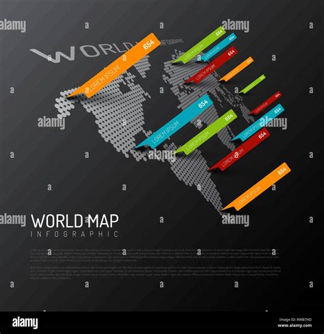 Light World Map Infographic Template With Pointer Marks Diagonal On