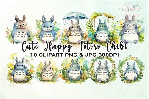 Happy Totoro Chibi Clipart Graphic by Venime · Creative Fabrica