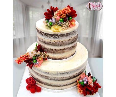 Tarta De Boda Semi Naked Con Flores Auxai Tartas