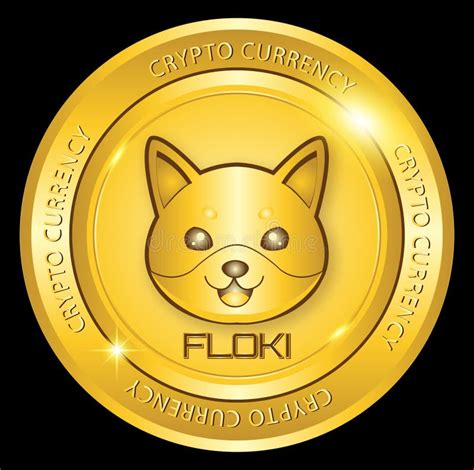 Floki Inu Gold Coin Crypto Currency Stock Vector - Illustration of ...