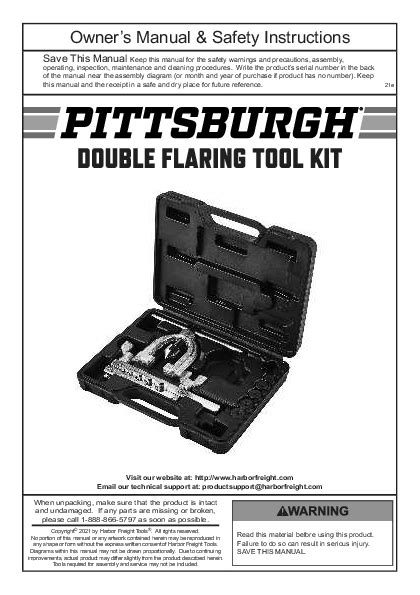 Double Tube Flaring Tool Kit Owner S Manual And Safety Instructions