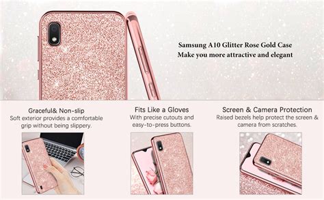 Yinlai Samsung Galaxy A10 Case Samsung A10 Phone Case Glitter Shiny Sparkly Slim Shockproof