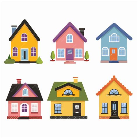 Casas De Desenho Animado - Set de seis casas de desenho animado coloridas diferentes estilos de ...