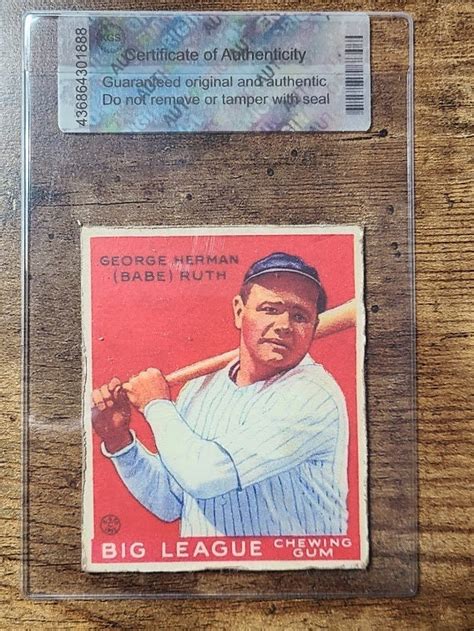 Goudey Babe Ruth Reprint Baseball Card In Soft Case With