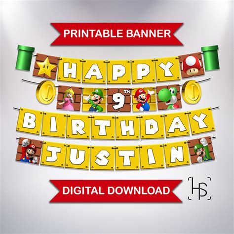 Super Mario Birthday Banner