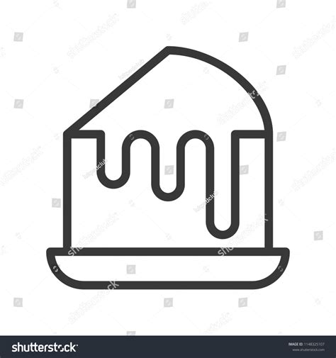 Slice Cake Sweets Dessert Outline Icon Stock Vector Royalty Free