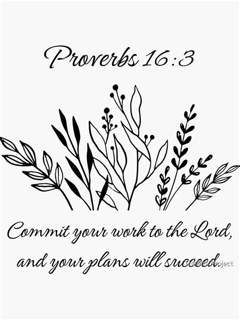 Bible Verse Proverbs 16 3 Commit Your Work To The Lord Sticker For