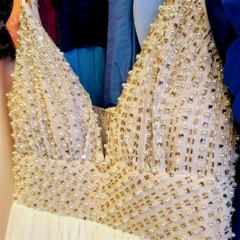 Dresses Nwot Ivory Nude Chiffon Dress With Beaded Boho Bodice Beach Wedding Gown 24 Poshmark