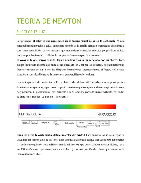 Teoría DE Newton TEORÍA DE NEWTON EL COLOR ES LUZ Por principio el