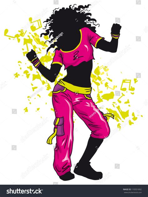 Vector Illustration Black Silhouette Dancing Girl เวกเตอร์สต็อก ปลอดค่าลิขสิทธิ์ 110551892