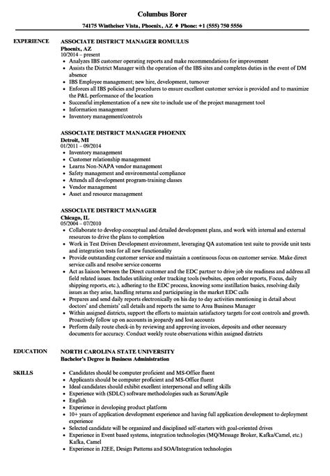 District Manager Resume Sample