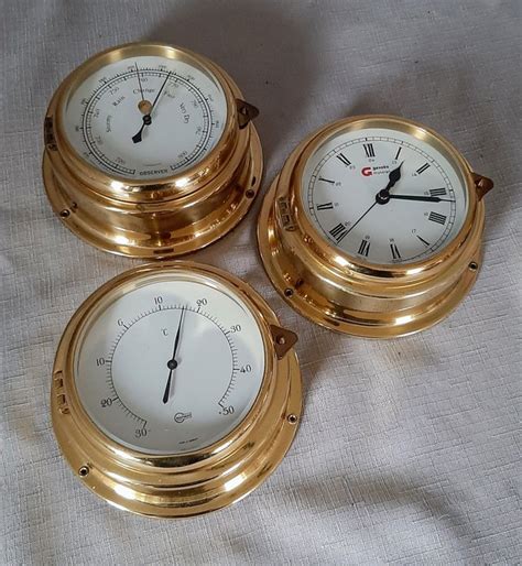 Baromètre Horloge de navire Thermomètre Laiton Verre Catawiki