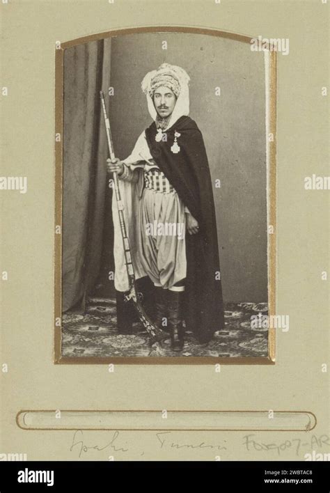 Portrait Of A French Tunisian Soldier Spahi Standing With Cloak