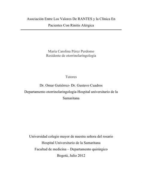 PDF Asociación Entre Los Valores De RANTES y la Clínica En en