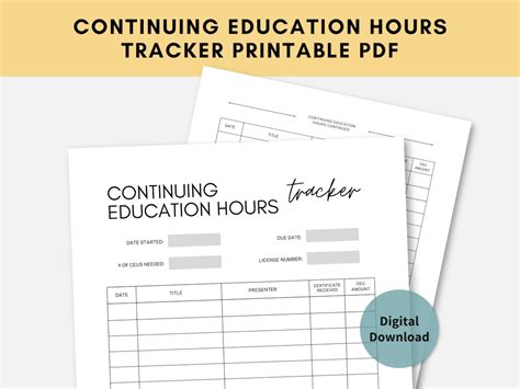 CEU Tracker Template Printable Pdf Continuing Education Tracker