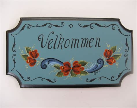 Norwegian Rosemaling Velkommen Sign Etsy