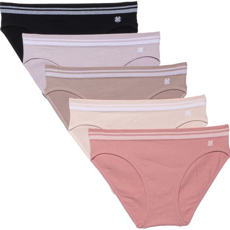 Lucky Brand Ribbed Seamless Panties 5 Pack Bikini Briefs