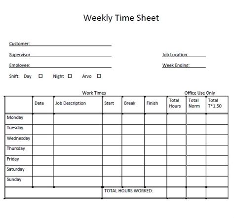 6+ Weekly Timesheet Template | Template Business PSD, Excel, Word, PDF 