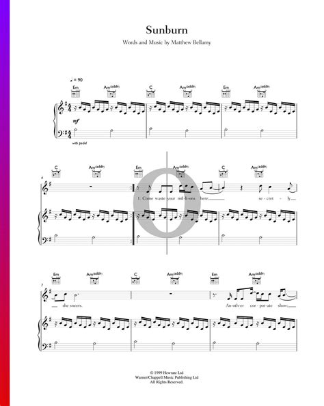 Sunburn (Muse) Piano Sheet Music - OKTAV