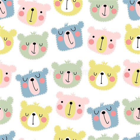 seamless pattern  cute bear heads stock vector illustration