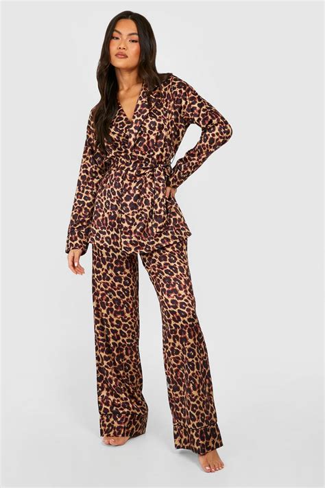 Womens Premium Satin Wrap Pyjama Trouser Set Boohoo Uk