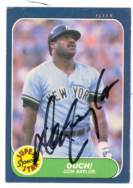 Don Baylor autographed baseball card (New York Yankees) 1986 Fleer #631