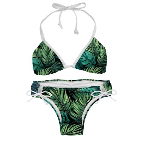 Tropical Jungle Palm Leaves Detachable Sponge Adjustable Strap Bikini