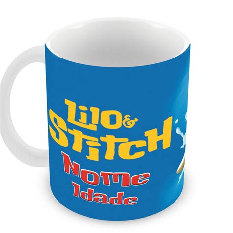 Caneca Polímero Lilo e Stitch Nome e Idade Personalizada Elo7