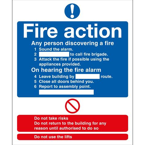 Fire Action Sign First Safety Signs First Safety Signs