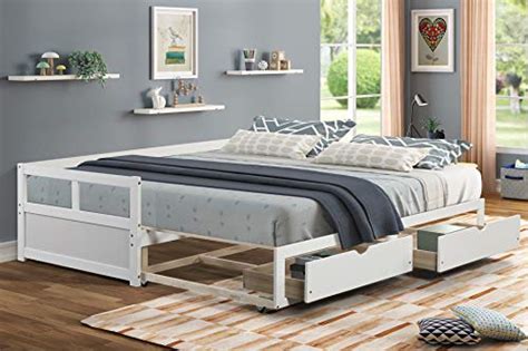 Hanway Twin Daybed with Two Drawers - White Solid Pine Wood Material ...