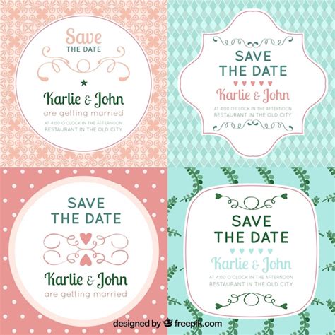 Pack De Etiquetas De Boda Con Estilo Tierno Vector Gratis