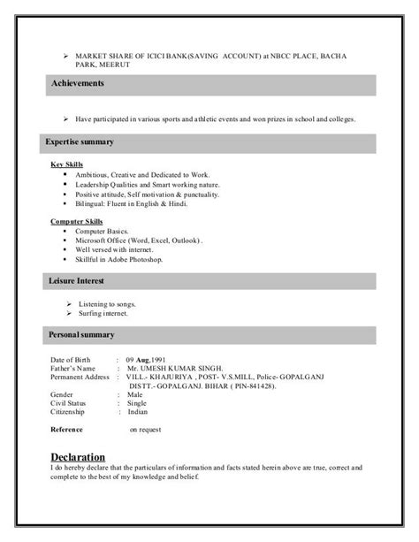 How To Write Declaration In A Resume