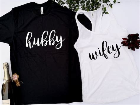 Hubby Wifey Matching Shirts Honeymoon Shirts Couples T Etsy