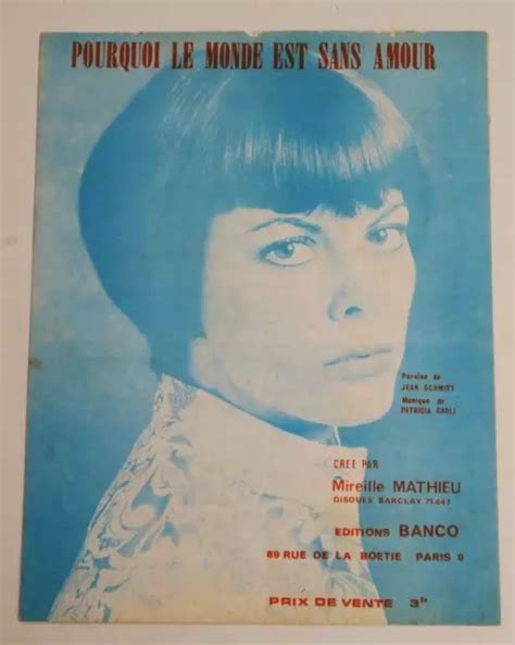 Partition Sheet Music Mireille Mathieu Pourquoi Le Monde Est Sans