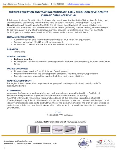 To The Course Outline Early Childhood Development Ecd