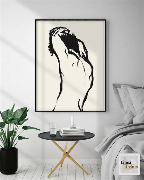 Male Nude Line Art Print Printable Wall Art Black Men Art Minimal Male Line Drawing