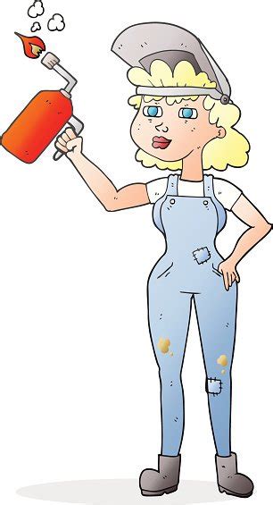 Cartoon Woman Welding Stock Clipart Royalty Free Freeimages