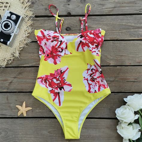 Floral High Waist Bikini Swimwear With Tie Straps On Luulla