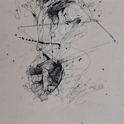 Sunil Das Rare Early Drawing II Nude Figurative Pen And Ink On Paper By Sunil Das For Sale
